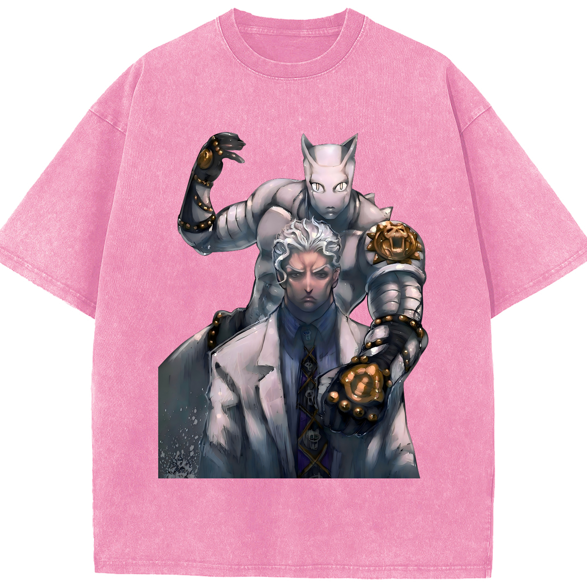（画像用） ジョジョの奇妙な冒険 きら よしかげ JoJo's Bizarre Adventure Kira Yoshikage 綿100% ヴィンテージ風 半袖Tシャツ（フロントプリント）